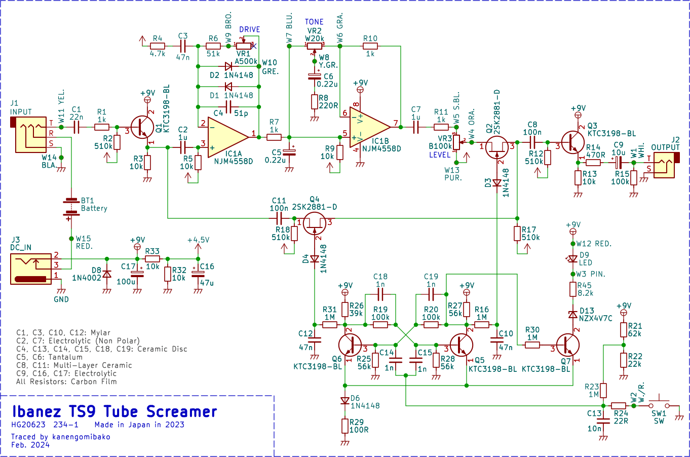 Ibanez Tube Screamer TS9 Schematic
